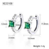 1 Pair Elegant Luxurious Square Plating Inlay Sterling Silver Zircon 18k Gold Plated White Gold Plated Hoop Earrings sku image 11