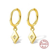 1 Pair Elegant Shiny Star Rhombus Plating Inlay Sterling Silver Zircon 18k Gold Plated White Gold Plated Drop Earrings main image 4