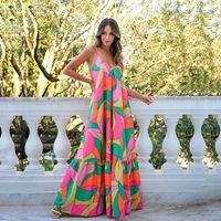 Women's Regular Dress Simple Style V Neck Printing Sleeveless Flower Maxi Long Dress Holiday main image 1