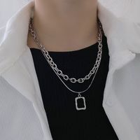 Hip-hop Streetwear Geometric Stainless Steel Titanium Steel Polishing Layered Necklaces Sweater Chain main image 4