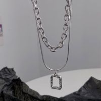 Hip-hop Streetwear Geometric Stainless Steel Titanium Steel Polishing Layered Necklaces Sweater Chain main image 3
