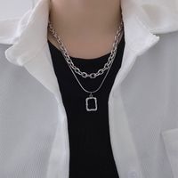 Hip-hop Streetwear Geometric Stainless Steel Titanium Steel Polishing Layered Necklaces Sweater Chain main image 1