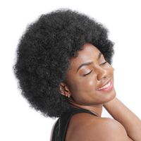 Femmes Exagéré Style Africain Fête Fil Haute Température Cheveux Courts Et Droits Perruques main image 1