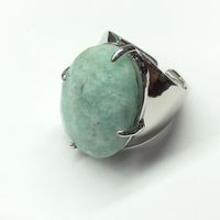 Elegant Oval Natural Stone Copper Inlay Artificial Gemstones Open Ring sku image 4