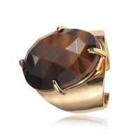Elegant Oval Natural Stone Copper Inlay Artificial Gemstones Open Ring sku image 6