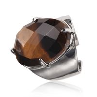 Elegant Oval Natural Stone Copper Inlay Artificial Gemstones Open Ring sku image 7