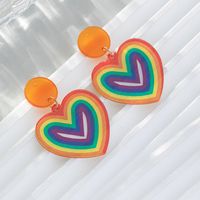 Korean Style Rainbow Heart Shape Arylic Women's Drop Earrings main image 4