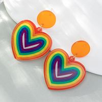Korean Style Rainbow Heart Shape Arylic Women's Drop Earrings main image 3