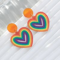 Korean Style Rainbow Heart Shape Arylic Women's Drop Earrings sku image 1