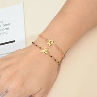 Casual Simple Style Starfish Stainless Steel Enamel Plating Hollow Out Bracelets main image 5
