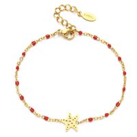Casual Simple Style Starfish Stainless Steel Enamel Plating Hollow Out Bracelets sku image 2