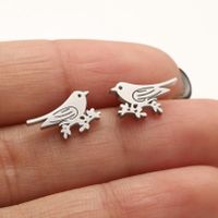 1 Paire Style Simple Oiseau Placage Acier Inoxydable Plaqué Or 18k Boucles D'oreilles sku image 1