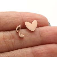 1 Pair Ig Style Simple Style Ice Cream Heart Shape Notes Asymmetrical Plating Stainless Steel Ear Studs sku image 6