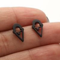 1 Pair Ig Style Simple Style Ice Cream Heart Shape Notes Asymmetrical Plating Stainless Steel Ear Studs sku image 16