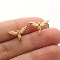 1 Pair Casual Simple Style Angel Plating Hollow Out Stainless Steel Ear Studs main image 3