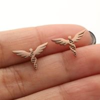 1 Pair Casual Simple Style Angel Plating Hollow Out Stainless Steel Ear Studs sku image 3