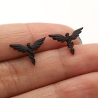 1 Pair Casual Simple Style Angel Plating Hollow Out Stainless Steel Ear Studs sku image 4