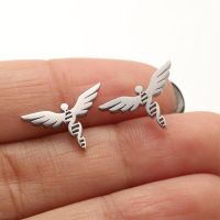1 Pair Casual Simple Style Angel Plating Hollow Out Stainless Steel Ear Studs sku image 1