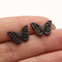 1 Pair Simple Style Butterfly Plating Hollow Out Stainless Steel Ear Studs sku image 7