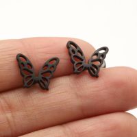 1 Pair Simple Style Butterfly Plating Hollow Out Stainless Steel Ear Studs sku image 13
