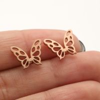 1 Pair Simple Style Butterfly Plating Hollow Out Stainless Steel Ear Studs sku image 12