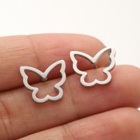 1 Pair Simple Style Butterfly Plating Hollow Out Stainless Steel Ear Studs sku image 2