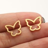 1 Pair Simple Style Butterfly Plating Hollow Out Stainless Steel Ear Studs sku image 8