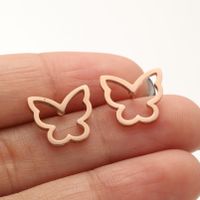 1 Pair Simple Style Butterfly Plating Hollow Out Stainless Steel Ear Studs sku image 9