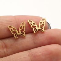 1 Pair Simple Style Butterfly Plating Hollow Out Stainless Steel Ear Studs sku image 11