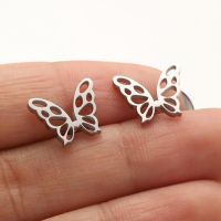 1 Pair Simple Style Butterfly Plating Hollow Out Stainless Steel Ear Studs sku image 3