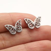 1 Pair Simple Style Butterfly Plating Hollow Out Stainless Steel Ear Studs sku image 1