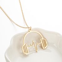 Retro Punk Electrocardiogram Headset 201 Stainless Steel Plating Hollow Out 18K Gold Plated Women'S Pendant Necklace sku image 2