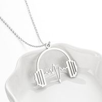 Retro Punk Electrocardiogram Headset 201 Stainless Steel Plating Hollow Out 18K Gold Plated Women'S Pendant Necklace sku image 1