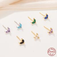 1 Pair Cute Heart Shape Plating Inlay Sterling Silver Zircon 18k Gold Plated White Gold Plated Ear Studs Ear Hook main image 1