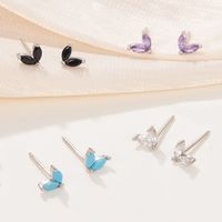 1 Pair Cute Heart Shape Plating Inlay Sterling Silver Zircon 18k Gold Plated White Gold Plated Ear Studs Ear Hook main image 3