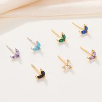 1 Pair Cute Heart Shape Plating Inlay Sterling Silver Zircon 18k Gold Plated White Gold Plated Ear Studs Ear Hook main image 5