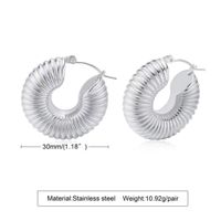 1 Paar Original Design Einfarbig Spiralstreifen Überzug Titan Stahl Reif Ohrringe sku image 4