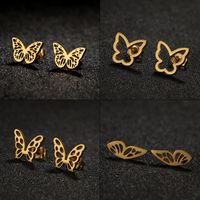 1 Pair Simple Style Butterfly Plating Hollow Out Stainless Steel Ear Studs main image 1