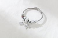 Modern Style Four Leaf Clover Heart Shape Dragonfly Stainless Steel Plating Inlay Zircon Silver Plated Bangle sku image 1
