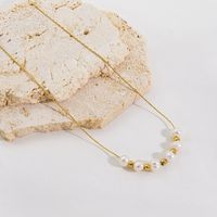 304 Stainless Steel Freshwater Pearl 14K Gold Plated Simple Style Plating Solid Color Necklace main image 1