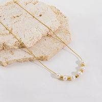 304 Stainless Steel Freshwater Pearl 14K Gold Plated Simple Style Plating Solid Color Necklace main image 6