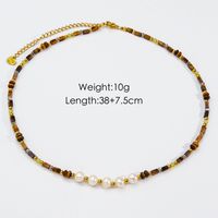Simple Style Commute Round Natural Stone Freshwater Pearl Shell Beaded Plating Necklace sku image 3
