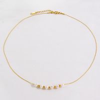 304 Stainless Steel Freshwater Pearl 14K Gold Plated Simple Style Plating Solid Color Necklace main image 5