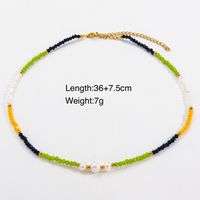 Casual Simple Style Multicolor Natural Stone Freshwater Pearl Shell Beaded Handmade Plating Necklace sku image 4