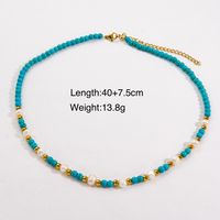 Casual Retro Round Stainless Steel Natural Stone Freshwater Pearl Beaded Plating Necklace sku image 1