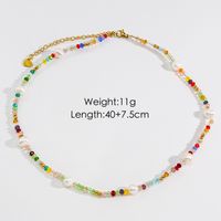 Casual Simple Style Round Multicolor Stainless Steel Natural Stone Freshwater Pearl Beaded Plating Necklace sku image 1