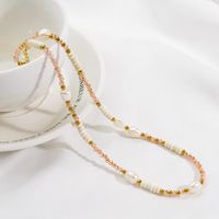 Modern Style Geometric Stainless Steel Crystal Freshwater Pearl Necklace main image 6
