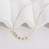 304 Stainless Steel Freshwater Pearl 14K Gold Plated Simple Style Plating Solid Color Necklace main image 4