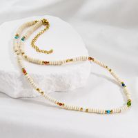 Casual Ethnic Style Round Stainless Steel Natural Stone Crystal Beaded Plating Necklace main image 1
