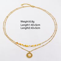 Casual Simple Style Round Stainless Steel Natural Stone Beaded Plating Inlay Natural Stone Layered Necklaces sku image 1